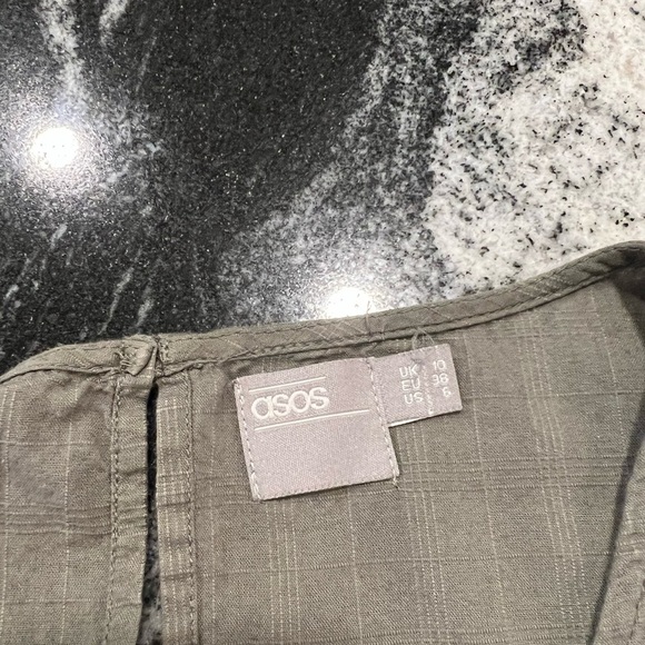 ASOS Short Sleeve V Neck Khaki Green Midi Dress - Picture 11 of 11